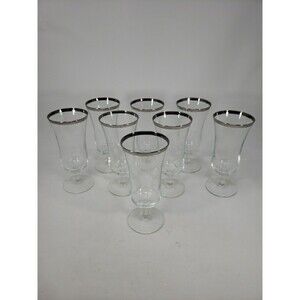 French Crystal Platinum Rim Cocktail or Dessert Parfait Glasses Marked France